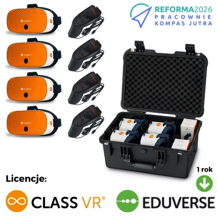 Pracownia Przyrodnicza zestaw 4 okularów VR dla szkół + Eduverse 1Y