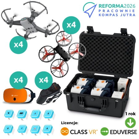 Pracownia przyrodnicza zestaw 4 okularów VR, 8 dronów edukacyjnych