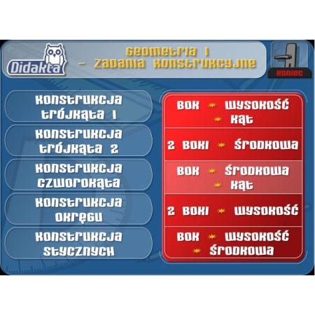 program do geometrii - zadania konstrukcyjne