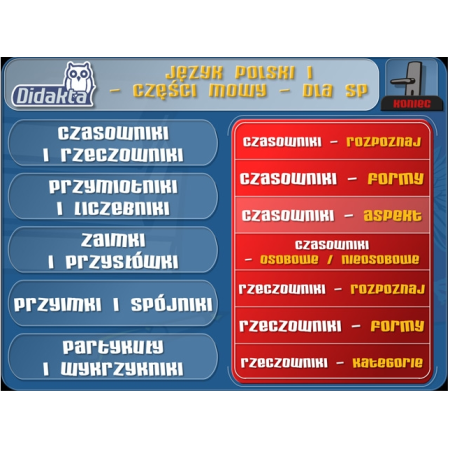 program do nauki j.polskiego części mowy