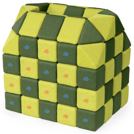 JollyHeap Creative - Zestaw 100 miękkich klocków magnetycznych (4 kształty)
